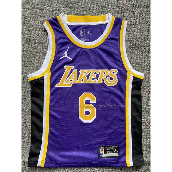 Camiseta Nino Los Angeles Lakers LeBron James NO 6 Statement Violeta